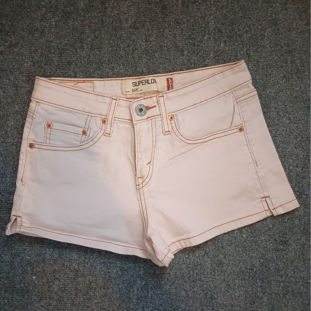 Women's Junior's Pink Superlow Levi Jean Shorts Size 7